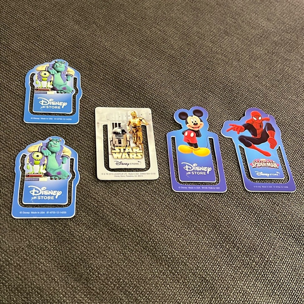 Disney Store Bookmarks - Spider-Man, Star Wars, Mickey Mouse, Monsters Inc